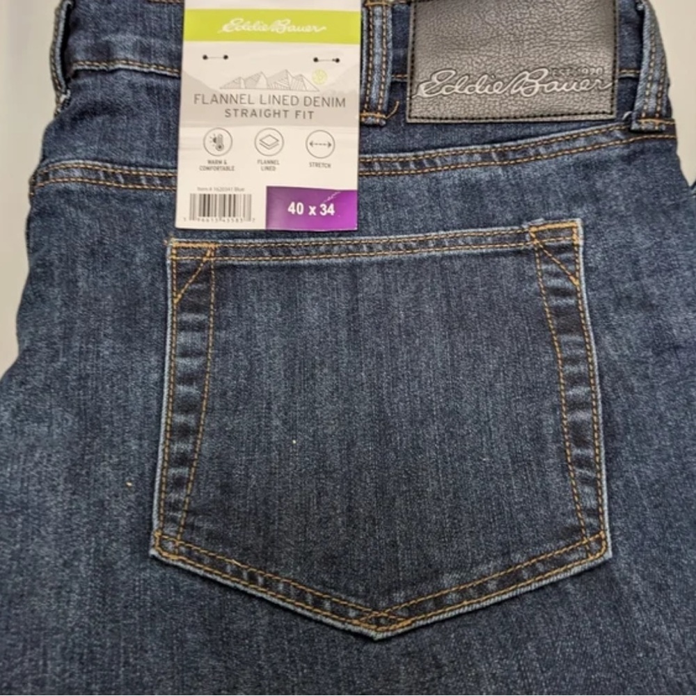 NWT Eddie Bauer | Jeans, lined with plaid flannel for men size 40x34